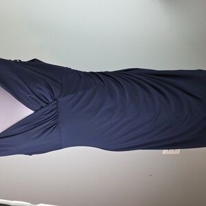 Lauren Ralph Lauren Navy Sleeveless V-Neck Ruched Sheath Dress